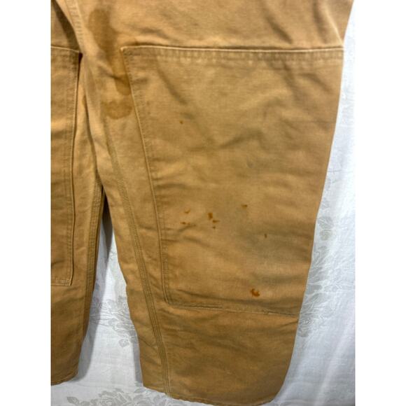 Vintage Carhartt Overalls 38x30 Tan Duck Canvas USA Union Made 6FB Double Knee - Picture 2 of 11